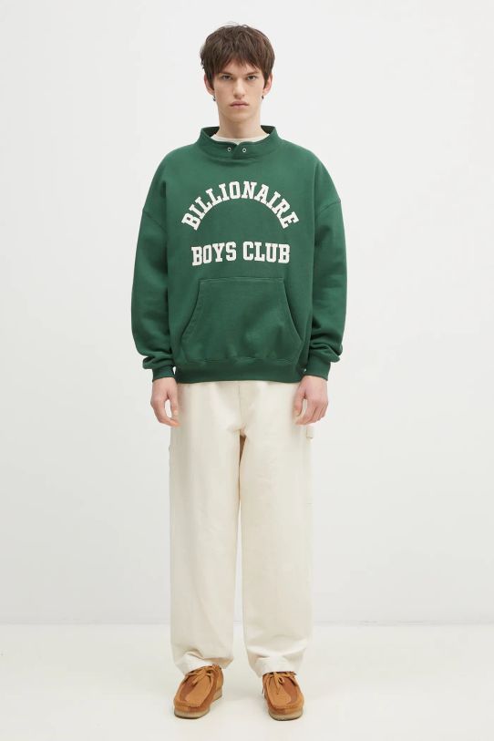 Billionaire Boys Club hanorac de bumbac Stand Collar Sweatshirt B24444 verde