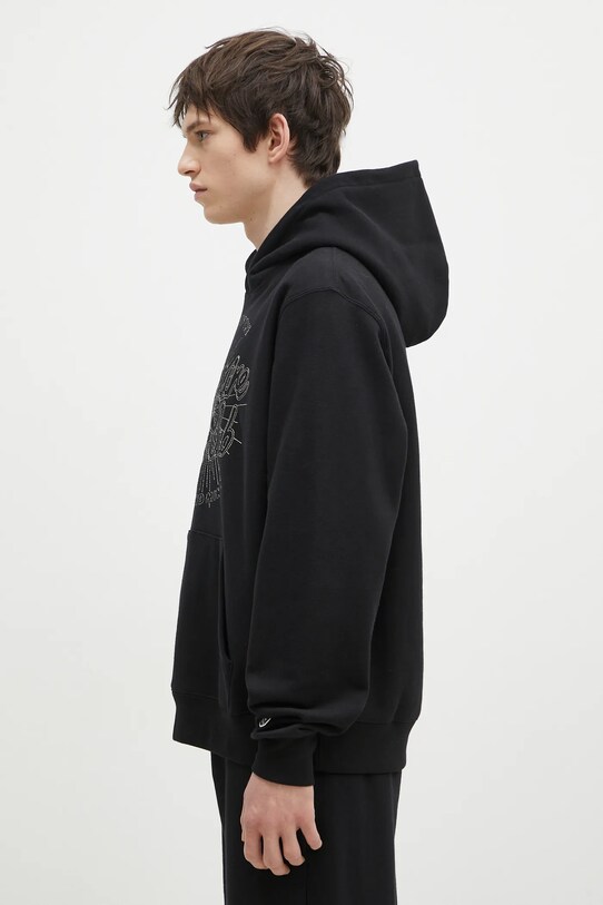 Bavlněná mikina Billionaire Boys Club Script Logo Chainstitch Popover Hood B24448 černá SS25