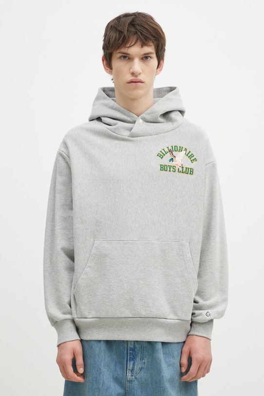 Billionaire Boys Club bluza bawełniana Duck Varsity Embroidered Popover Hood bawełna szary B24451