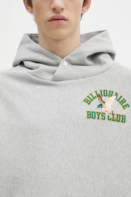 Billionaire Boys Club hanorac de bumbac Duck Varsity Embroidered Popover Hood gri B24451