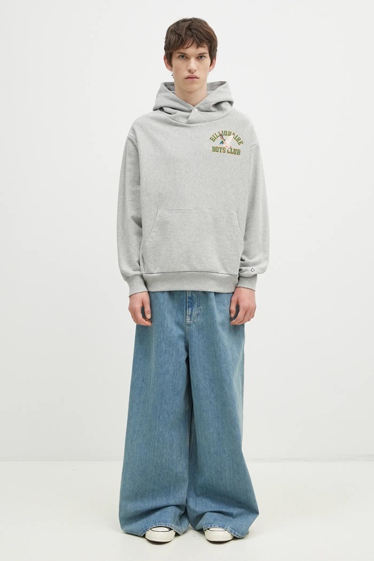 Billionaire Boys Club hanorac de bumbac Duck Varsity Embroidered Popover Hood B24451 gri