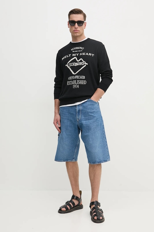 Iceberg sweter bawełniany A019.7633 czarny SS25