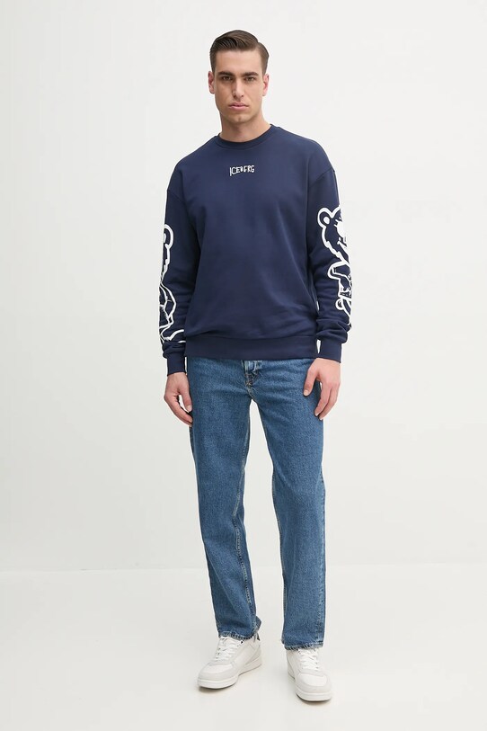 Iceberg hanorac de bumbac E053.6341 bleumarin SS25
