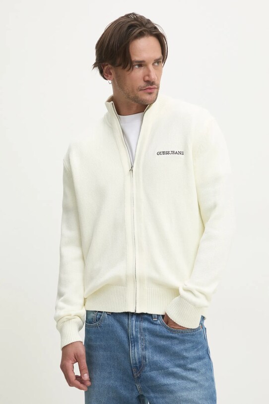 Хлопковый кардиган Guess Jeans аппликация бежевый M5RR30.Z3HM1
