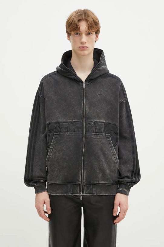 Bavlněná mikina adidas Originals GRAPHIC HOODIE s kapucí černá JZ5638