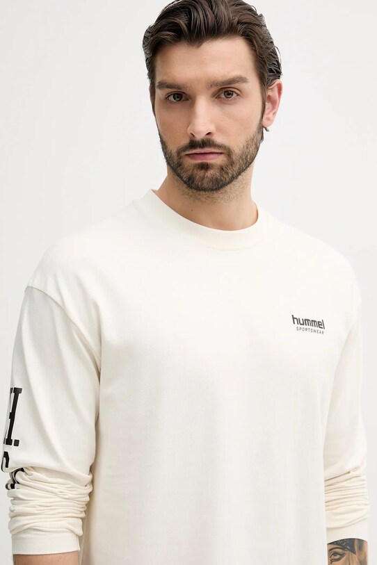 Hummel longsleeve bawełniany beżowy 227560