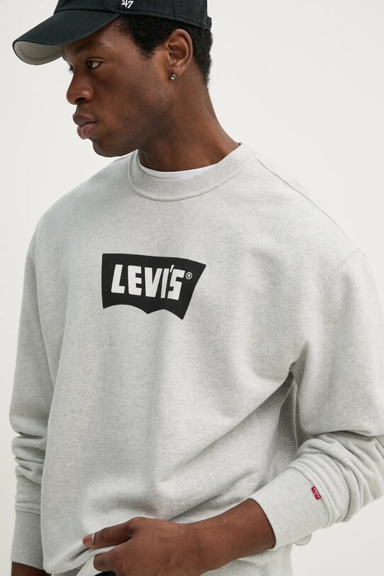 Βαμβακερή μπλούζα Levi's PREMIUM GRAPHIC CREW γκρί 000MS
