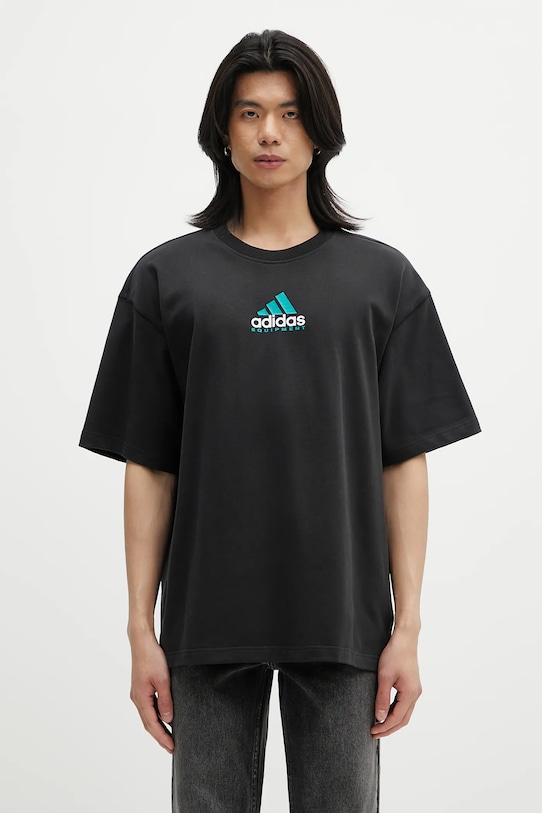 adidas Originals t-shirt in cotone EQT Gfx Tee 2 rilassato nero JN4848