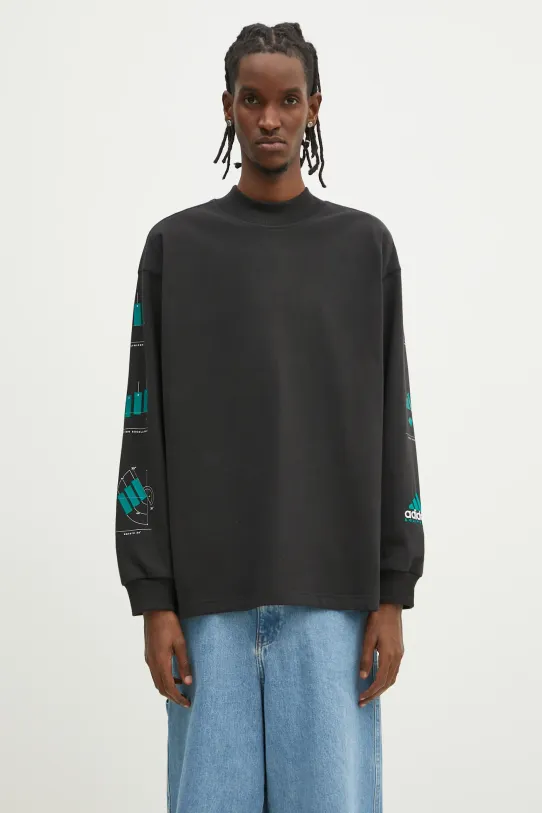 Хлопковая кофта adidas Originals EQT Gfx Tee Longsleeve хлопок чёрный JN4849