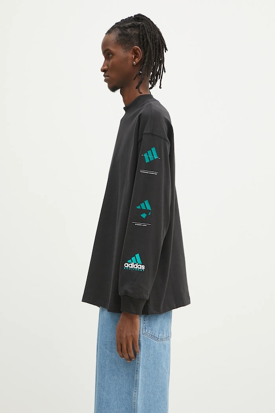 Хлопковая кофта adidas Originals EQT Gfx Tee Longsleeve JN4849 чёрный SS25