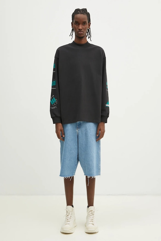 Хлопковая кофта adidas Originals EQT Gfx Tee Longsleeve чёрный JN4849