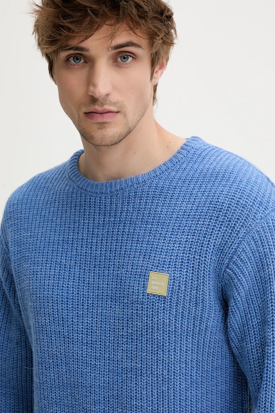 Pulover s dodatkom vune American Vintage plava MCRA18AE25