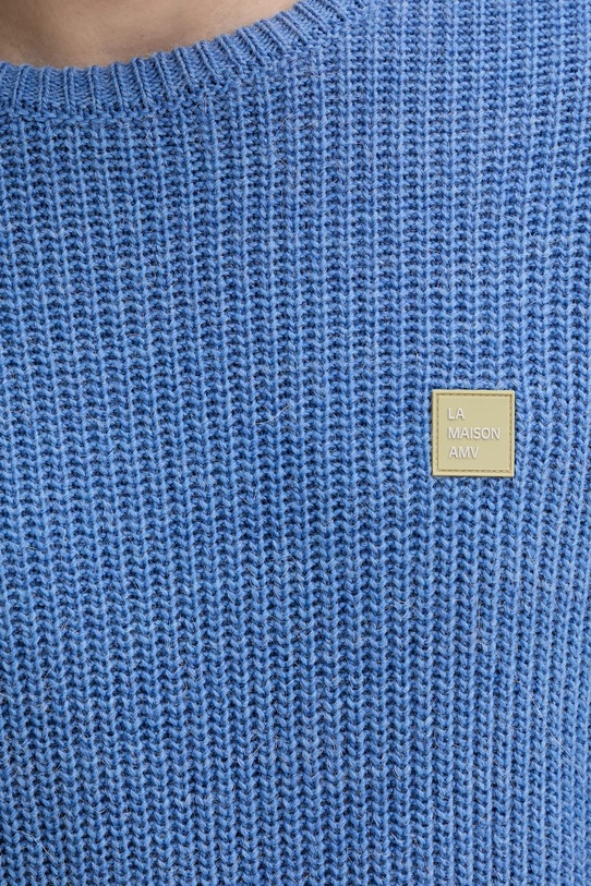 Pulover s dodatkom vune American Vintage MCRA18AE25 plava
