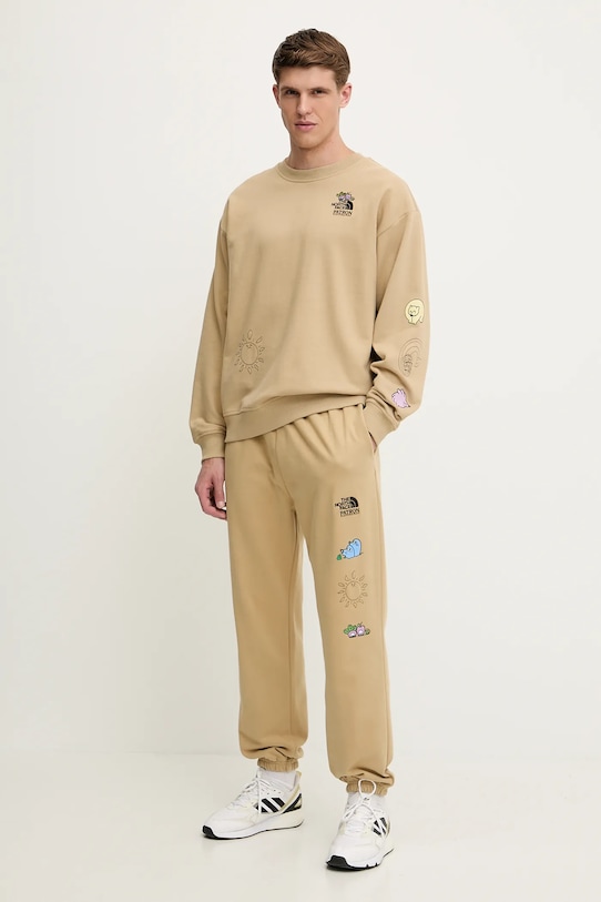 The North Face bluza bawełniana Mountain Cleanup NF0A8C2ULK51 zielony SS25
