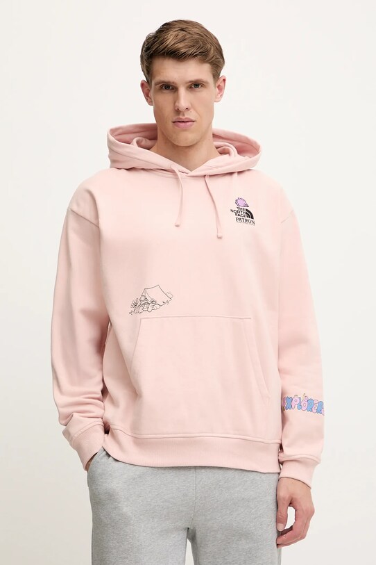 Памучен суичър The North Face Mountain Cleanup NF0A8C2VLK61 оранжев SS25