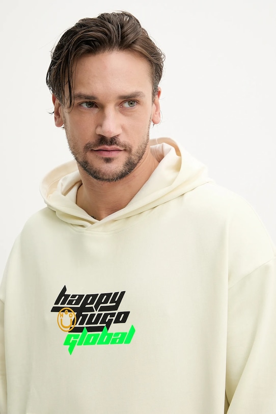 Памучен суичър Hugo Blue бежов 50536113
