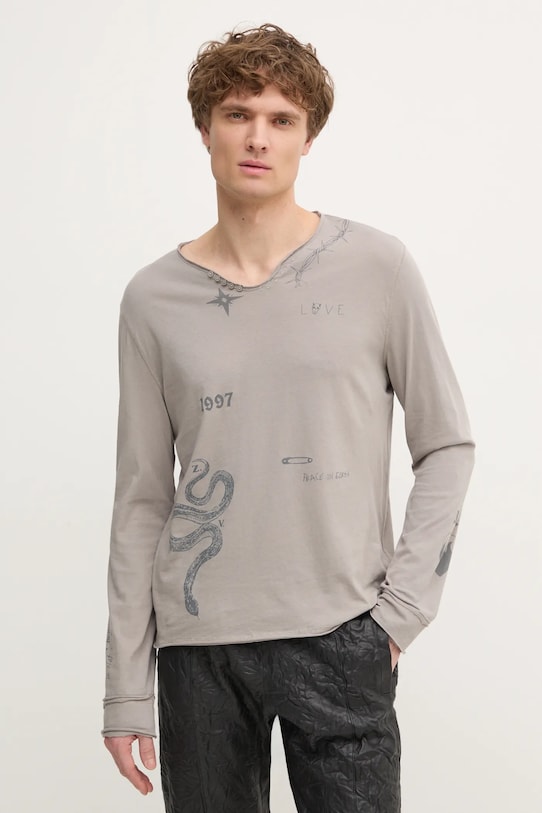 Хлопковый лонгслив ZADIG&VOLTAIRE хлопок бежевый JMTN01613.29