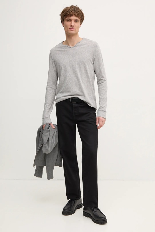 Bavlněné tričko s dlouhým rukávem ZADIG&VOLTAIRE JMTN01630.30 šedá SS25