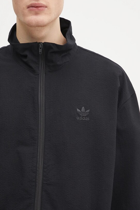 adidas Originals hanorac de bumbac Essentials Seersucker Track Top negru JD2458