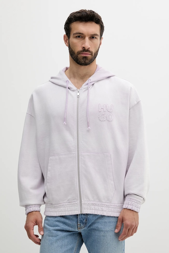 HUGO bluza bawełniana bawełna fioletowy 50535312