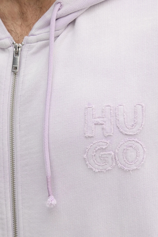 HUGO bluza bawełniana fioletowy 50535312