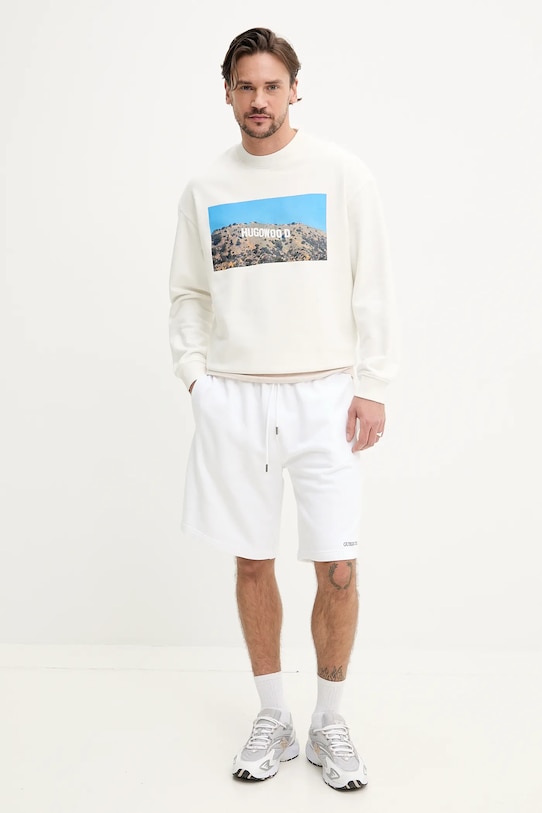 Bavlnená mikina HUGO 50537546 krémová SS25