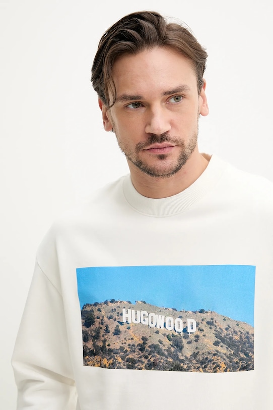 Bavlnená mikina HUGO krémová 50537546