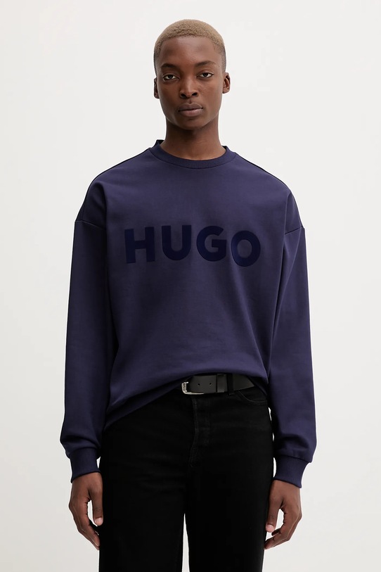 Βαμβακερή μπλούζα HUGO σκούρο μπλε 50538778