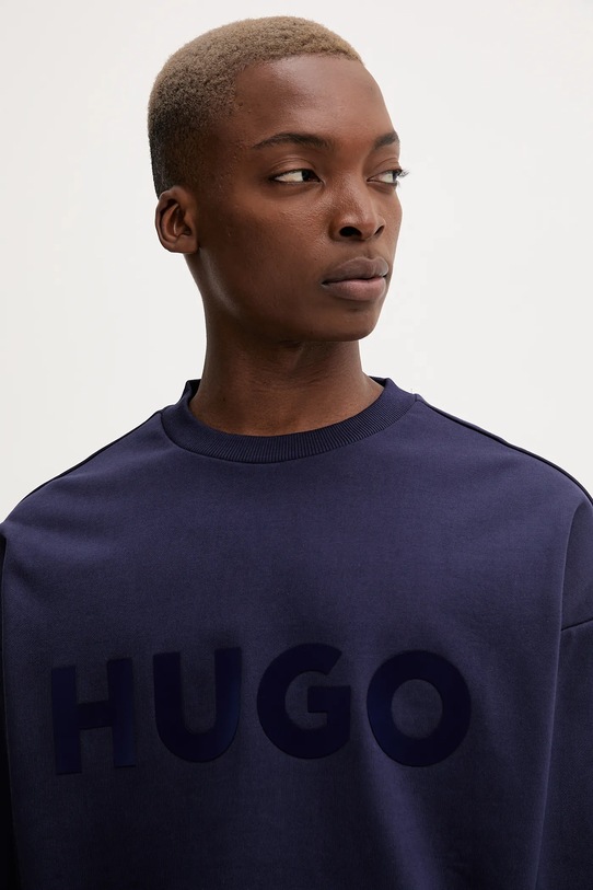 Βαμβακερή μπλούζα HUGO σκούρο μπλε 50538778
