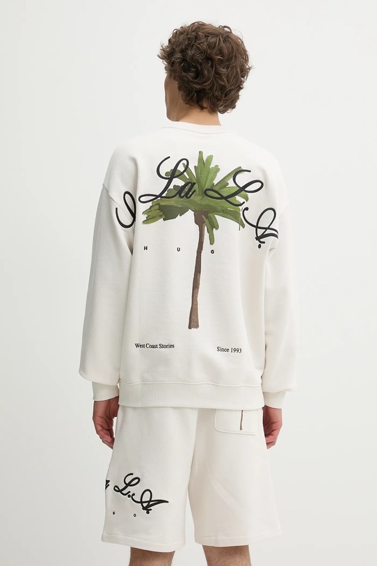 HUGO hanorac de bumbac imprimeu bej 50538973