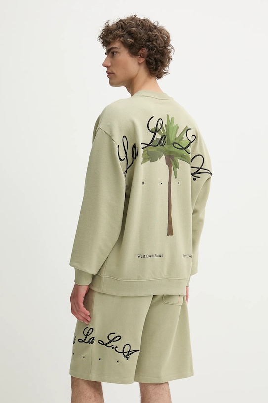 HUGO bluza bawełniana aplikacja zielony 50538973