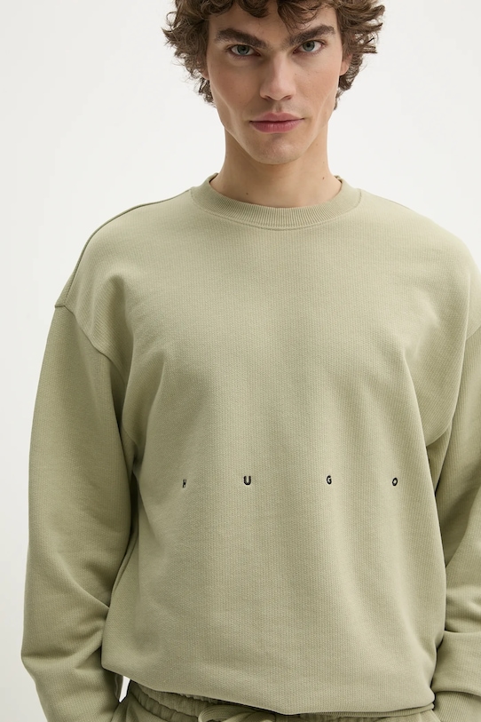 HUGO bluza bawełniana zielony 50538973