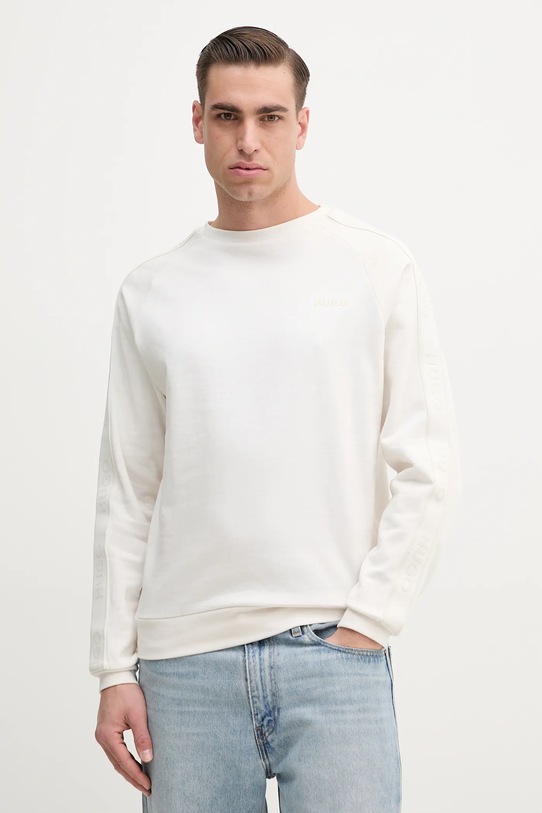 Bavlnená mikina HUGO nášivka krémová 50540909