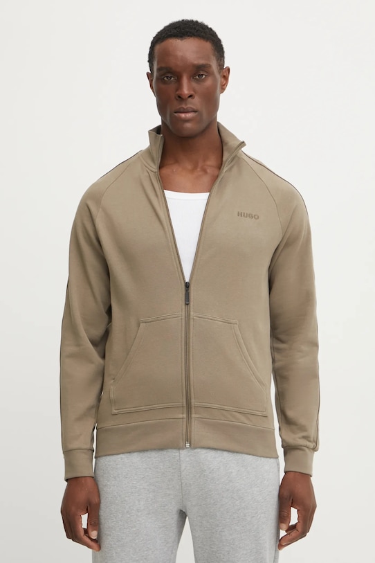 HUGO hanorac lounge din bumbac imprimeu verde 50540933