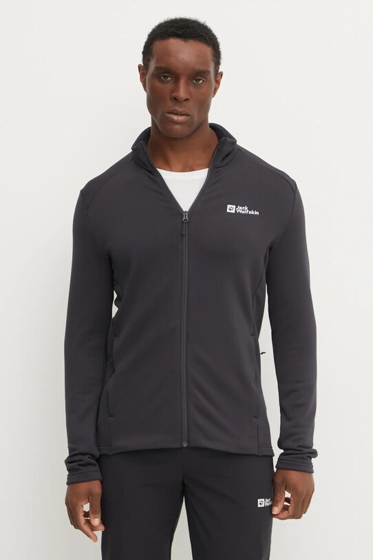 Sportovní mikina Jack Wolfskin Kolbenberg bez kapuce šedá A63964