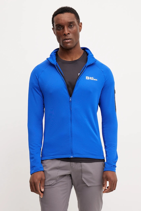 Sportovní mikina Jack Wolfskin Prelight nášivka modrá A63789