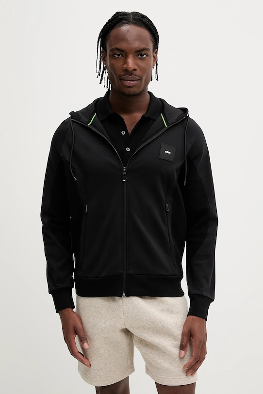 BOSS Green bluză uni negru 50537204