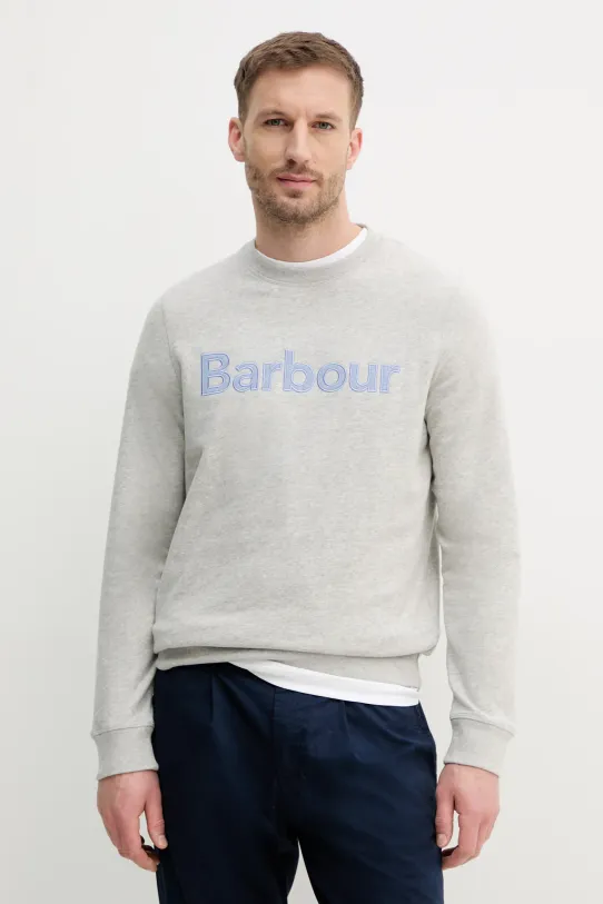 Barbour bluza bawełniana Pique Applique Crew Sweatshirt aplikacja szary MOL0670