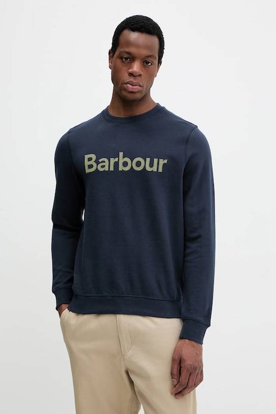 Бавовняна кофта Barbour Pique Applique Crew Sweatshirt без капюшона темно-синій MOL0670
