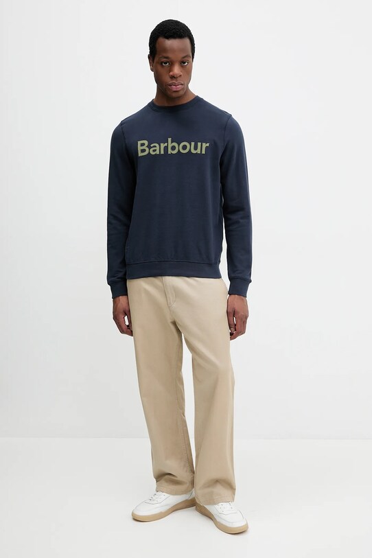Barbour hanorac de bumbac Pique Applique Crew Sweatshirt MOL0670 bleumarin SS25