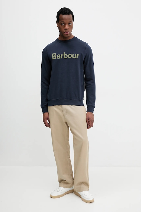 Бавовняна кофта Barbour Pique Applique Crew Sweatshirt MOL0670 темно-синій SS25