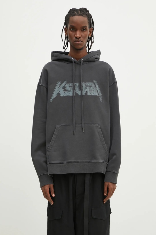 Bavlněná mikina KSUBI Electric Biggie potisk šedá MPS25FL011