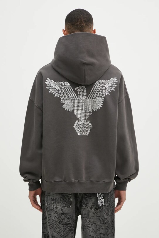 KSUBI bluza bawełniana Eagle Ekcess z kapturem szary MPS25FL009