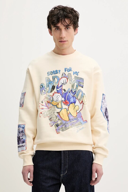 Βαμβακερή μπλούζα Desigual MICKEY μπεζ 25SMSK07