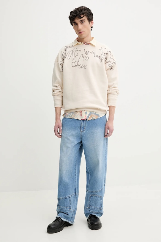 Bavlněná mikina Desigual SEAN 25SMSK15 béžová SS25