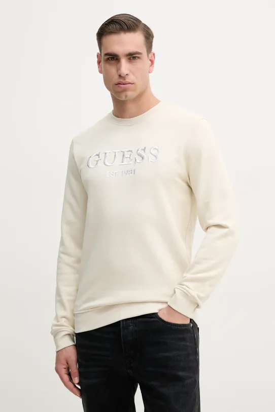 Pulover Guess BEAU Našitek bež M5GQ08.KCN01