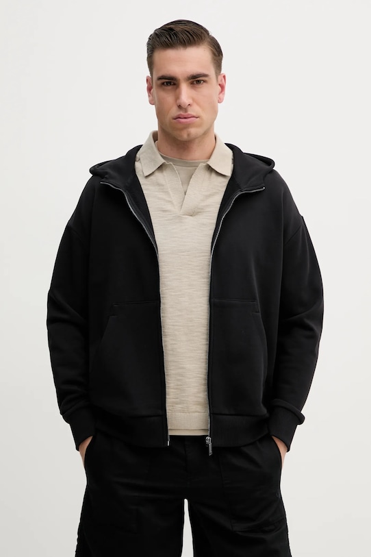 Bavlněná mikina Calvin Klein s kapucí černá K10K114267