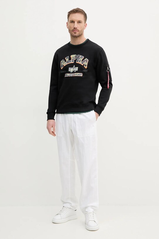 Mikina Alpha Industries College Camo Sweater 146306 černá SS25