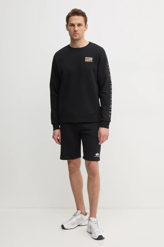 Alpha Industries bluza Camo Sleeve Crewneck 156306 negru SS25