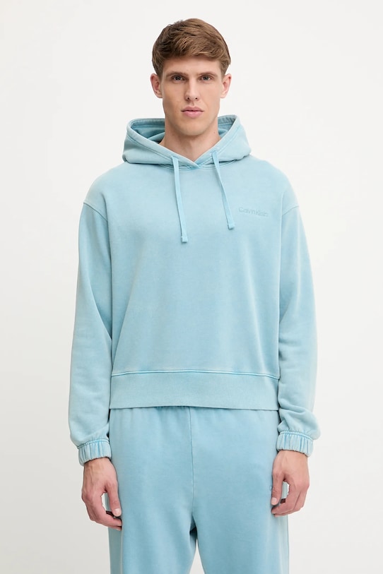 Calvin Klein Underwear bluza lounge z kapturem turkusowy LV00NM2894